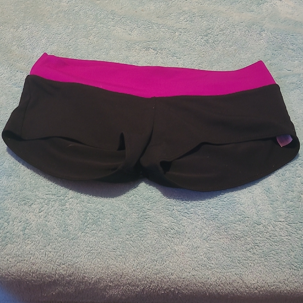 Black and Dark Pink Athletic Shorts, Size S